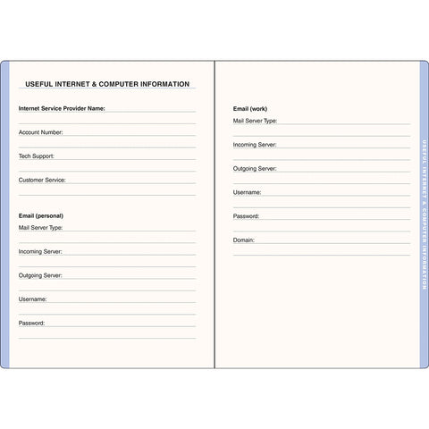 Sample Pages Useful Internet and Computer Information: Internet Service Provider Name, Email (personal), Email (work)