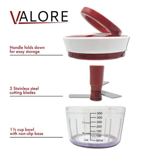 Valore 400 ml Pull-String Food Chopper showing details