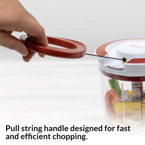 Valore 1.2 L Pull-String Food Chopper showing string being pulled