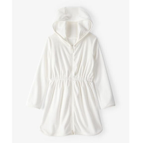 Girls Hooded Terry Cloth Swim Cover-Up Dress - White 1S573310-100