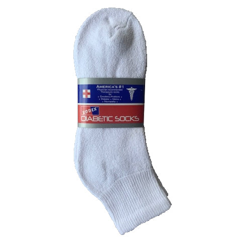 White 3-Pack Diabetic Quarter Socks