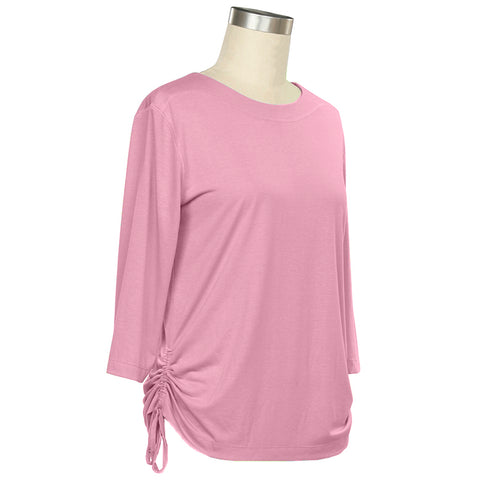Sweet Taffy Women's 3/4 Sleeve Camie Solid Tie Top