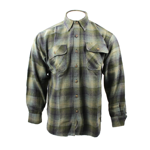 Good Traditions men's Juneau brawny flannel shirt in olive plaid