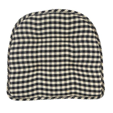 Top of Black Gingham Tufted Gripper Chair Pad