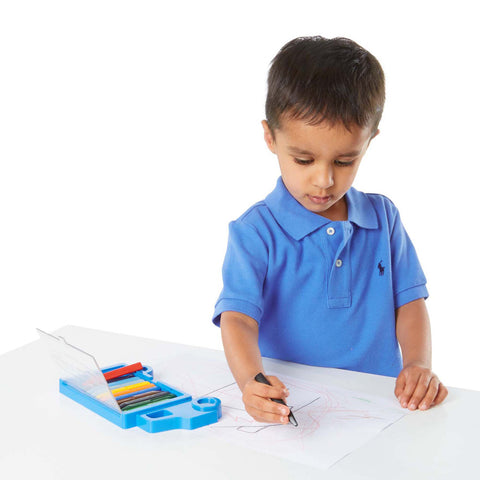 Truck crayon set in use