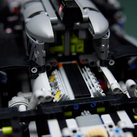 LEGO Technic PEUGEOT 9X8 24H Le Mans Hybrid Hypercar showing engine detail