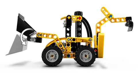 LEGO Technic Backhoe Loader 42197 showing loader motion