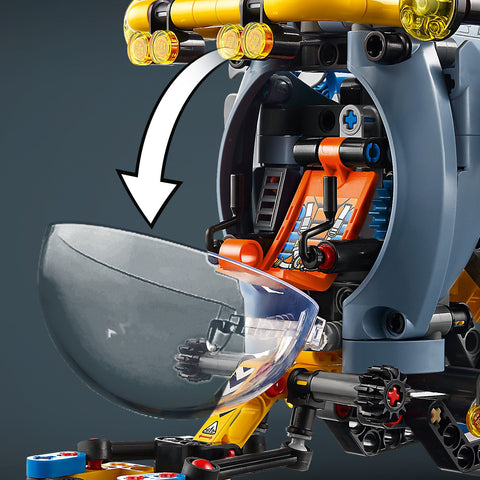 LEGO Technic Deep-Sea Research Submarine 42201 showing cockpit open