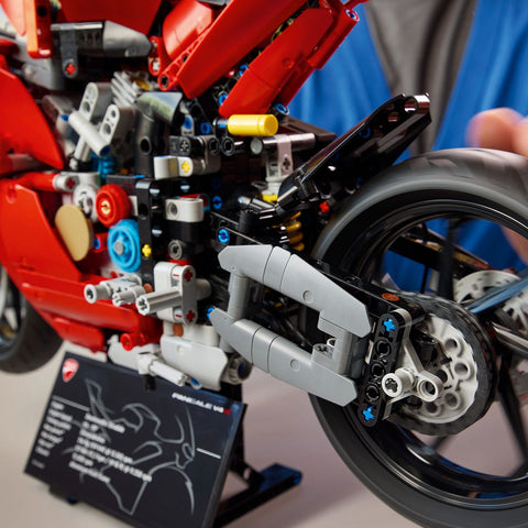 LEGO Technic Ducati Panigale V4 S Motorcycle 42202 showing engine details
