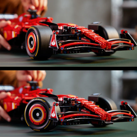 LEGO Technic Ferrari SF-24 F1 Car Model Kit for Adults 42207showing wheels