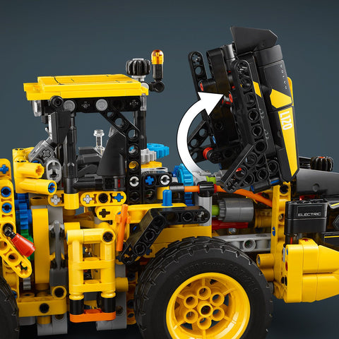 LEGO Technic Volvo L120 Electric Wheel Loader Construction Toy 42209 showing engine details