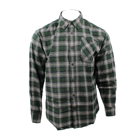 Good Traditions men's Yellowstone midweight flannel shirt in green plaid