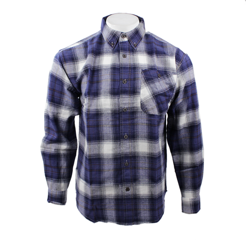 Good Traditions men's Yellowstone midweight flannel shirt in cobalt plaid