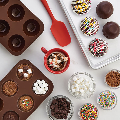 Hot cocoa bomb molds showing preparation