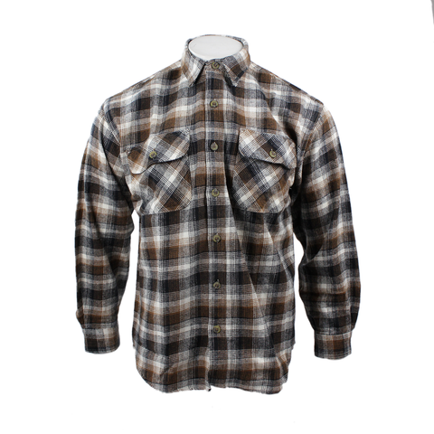 Good Traditions men's Juneau brawny flannel shirt in brown plaid