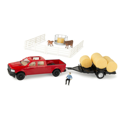 Tomy Ertl 1:32 scale Truck & Hay Trailer Farm Toy Set