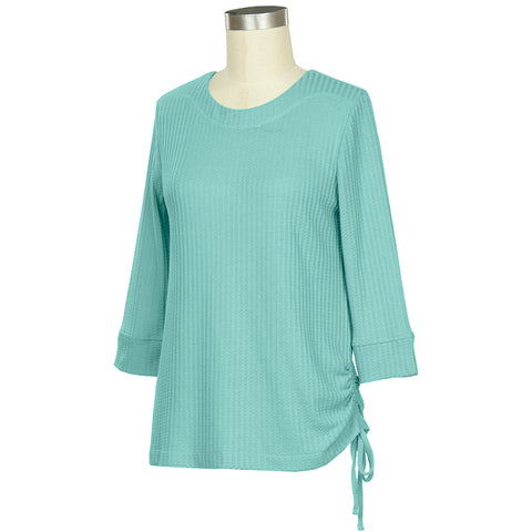 Cats Eye Women's 3/4 Sleeve Solid Top with Side Tie 480B
