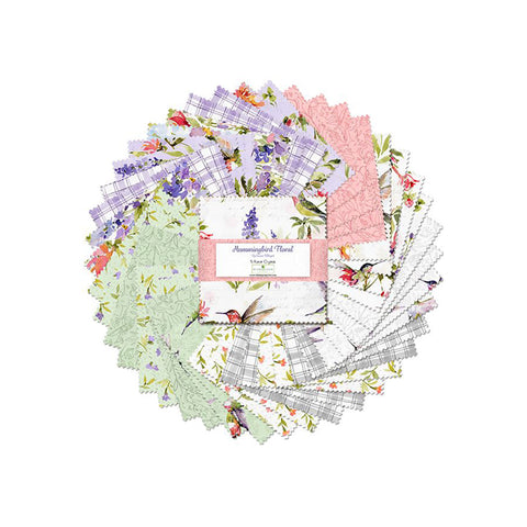 Hummingbird Floral Collection 5 Karat Precut Fabric Squares 508-803-508