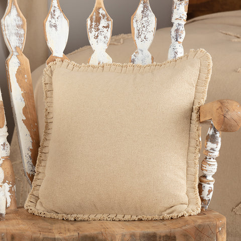 Burlap Vintage Pillow with Fringed Ruffle 5118