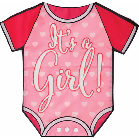 BURLAP FLAG-IT'S A GIRL