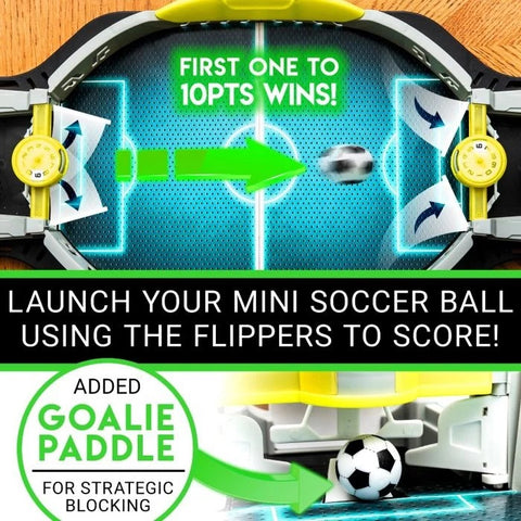 launch your mini soccer ball using the flippers to score
