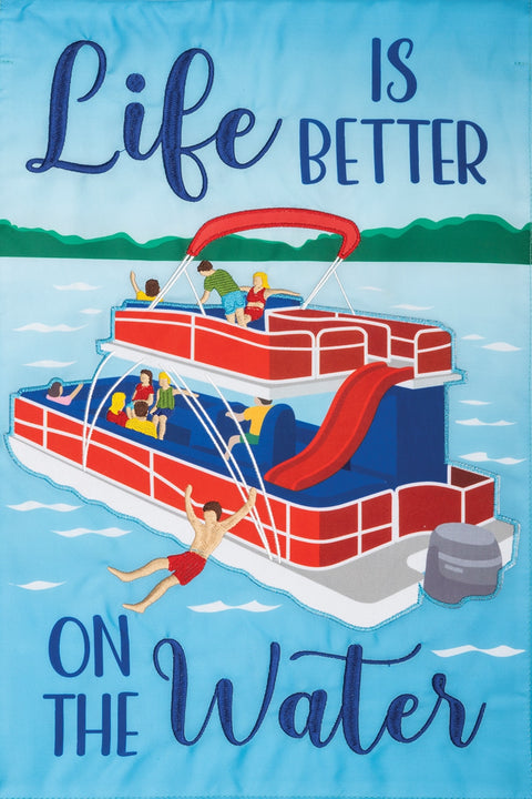 BURLAP FLAG-LIFE IS BETTER ON LAKE