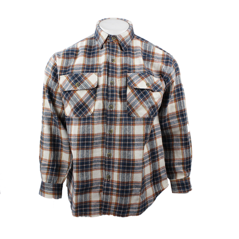 Good Traditions men's Juneau brawny flannel shirt in blue & cream plaid
