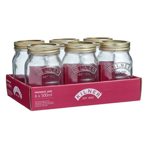 Kilner case of 6 regular mouth 17 oz preserve jars in package