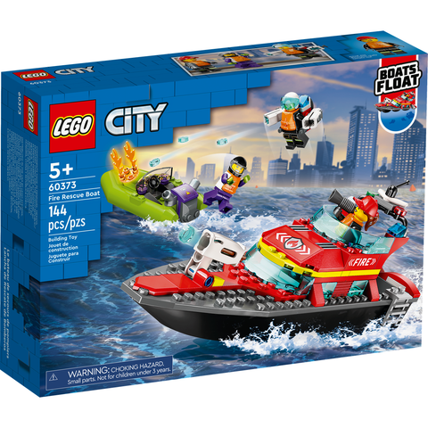 LEGO City Fire Rescue Boat Building Toy Set (144 Pieces) 60373 A