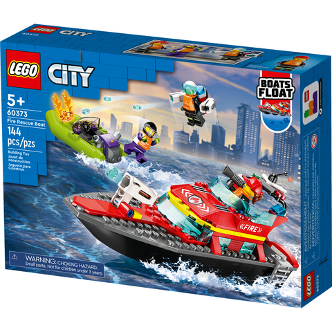 LEGO City Fire Rescue Boat Building Toy Set (144 Pieces) 60373 B