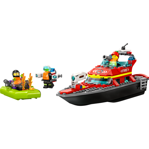 LEGO City Fire Rescue Boat Building Toy Set (144 Pieces) 60373 E