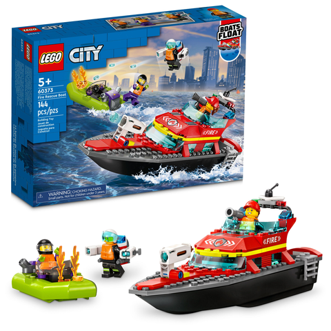 LEGO City Fire Rescue Boat Building Toy Set (144 Pieces) 60373 D