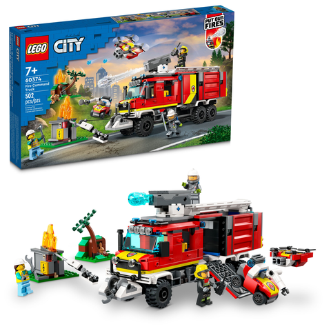 LEGO City Fire Command Truck Building Toy Set (502 Pieces) 60374 D