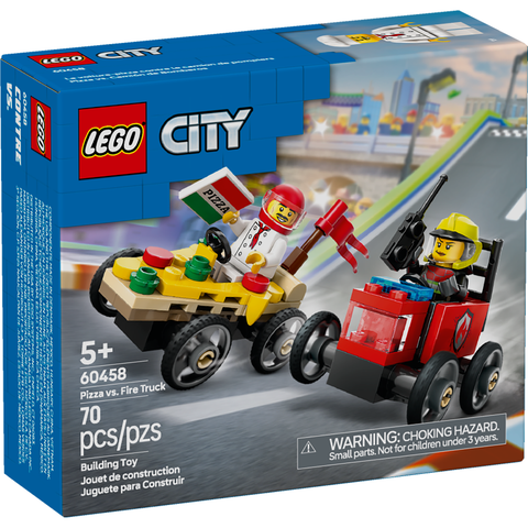 LEGO City Pizza vs. Fire Truck Race Car Pack Toy Soapbox Racing Set 60458