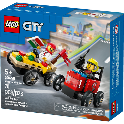 LEGO City Pizza vs. Fire Truck Race Car Pack Toy Soapbox Racing Set 60458