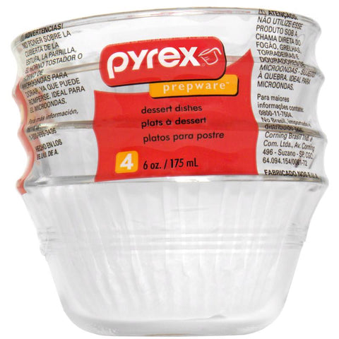 6 oz pyrex glass custard cups in package of 4