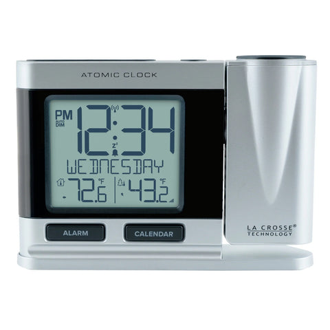 Silver Atomic Projection Alarm Clock 616-1410 front