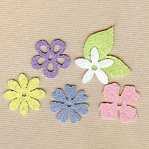 Small Pastel Felt Blossoms & Leaves