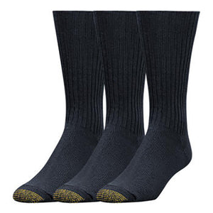 Black 3-Pack Men's Cotton Fluffies Crew Socks 633S