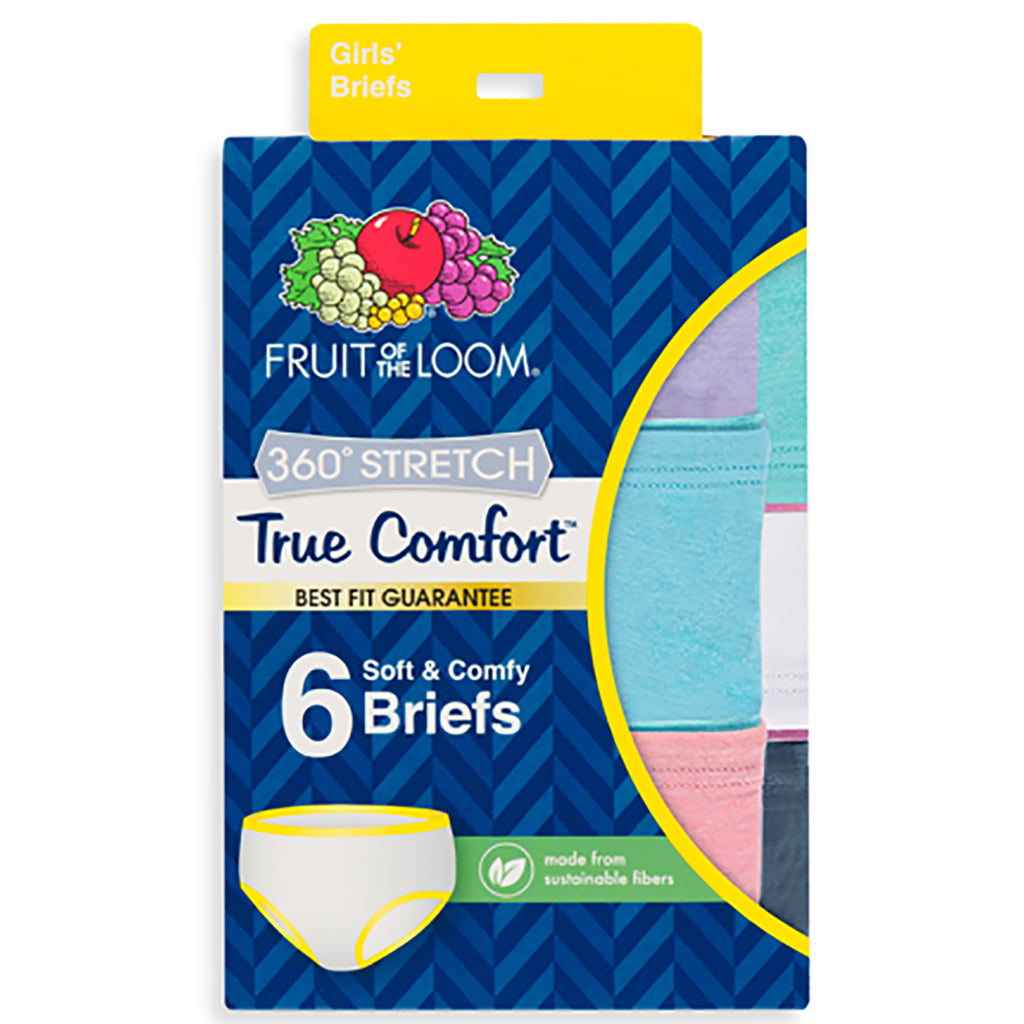 Fruit of the Loom 6-Pack Girls' True Comfort 360 Stretch Briefs