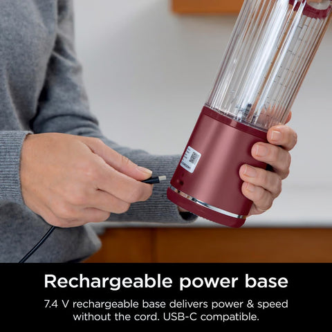 Red Plastic Blender BC151CR showing charging base
