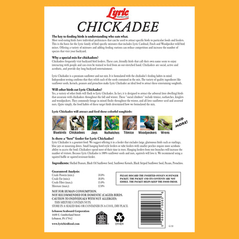 Chickadee Sunflower & Nut Mix back of package