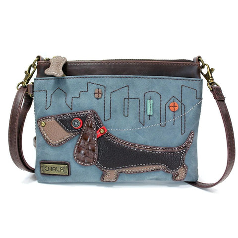 Blue Wiener Dog Mini Crossbody Bag