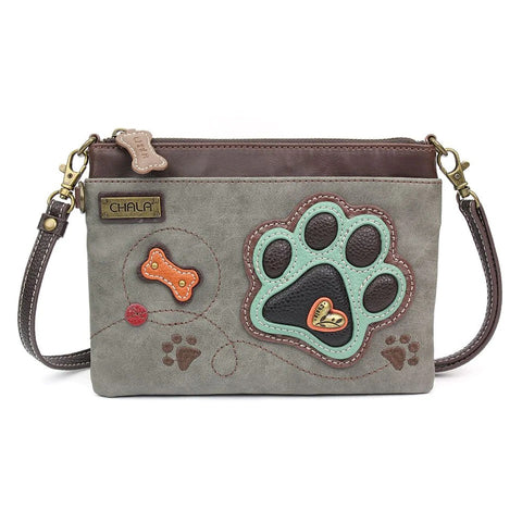 Teal Pawprint Mini Crossbody Bag