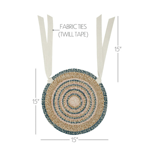 Victorian Heart Kaila Jute Chair Pad showing dimensions