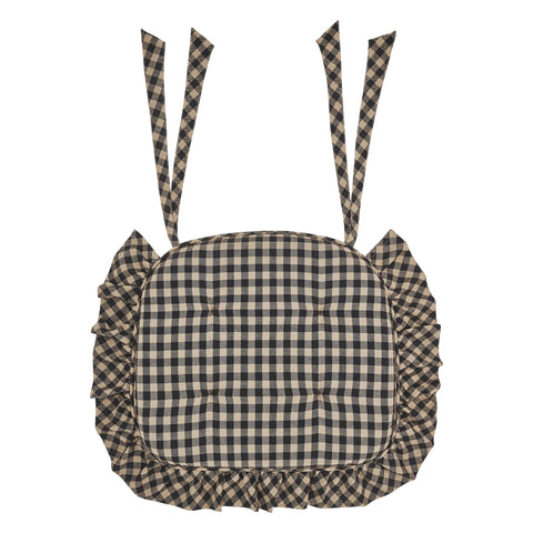 Victorian Heart Black Check Ruffled Chair Pad