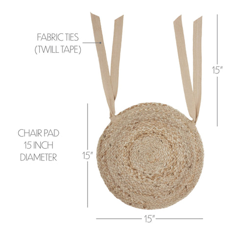 Victorian Heart Natural Jute Chair Pad showing dimensions