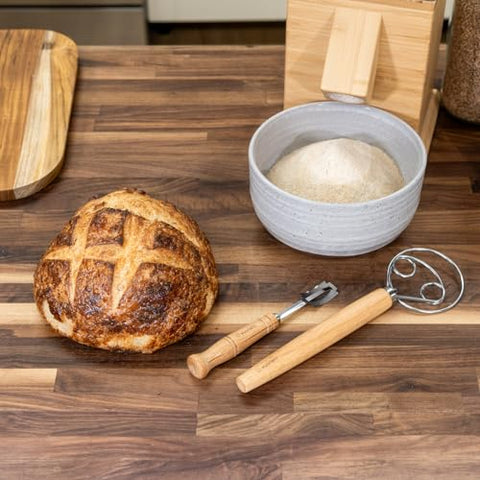 Sourdough Bread Beside Bowl of Dry Ingredients