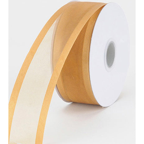 Old Gold Satin Edge Organza Ribbon 9100