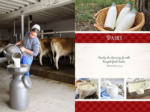 Pictures of dairy products in Wanda Brunstetter's Amish Friends Farm-to-Table Cookbook